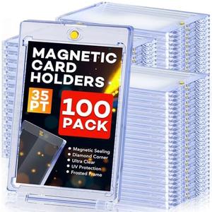 36ct Magnetic Card Holders, Magnetic 35pt One Touch Card Holders, U-V Protection Hard Plastic Display Case for Trading, Sports, Baseball, Football, Game Cards