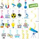 20pcs Science Party Hanging Swirls Science Birthday Party Decoration Chemistry Laboratory Themed Swirl Ceilings Hanging Streamers for Scientist Birthday Party Baby Shower Supplies