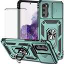 Yodueiv for Galaxy S20 5G Case, Samsung S20 SM-G981U Case with Tempered Glass Screen Protector and Slide Camera Cover, Magnetic Ring Car Mount Holder Protective Cover for Samsung Galaxy S20 5G Green