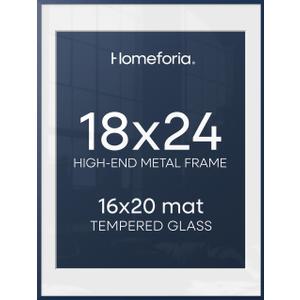 Homeforia 18x24 Blue Poster Frame, High-End Metal, 16x20 Mat, Glass
