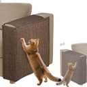 Couch Cat Scratch Protector-Universal Couch Protector from Cat Claws for Both Sofa Arm Sides,Color-Matched Sisal Pad, Couch Corner Cat Scratcher(Brown)