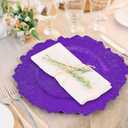 24 Pcs Purple Charger Plates Bulk 13 Inch Plastic Charger Plates for Dinner Plate, Purple Chargers for Table Setting, Reef Design Plate Floral Decorative Round Chargers for Wedding Party Event