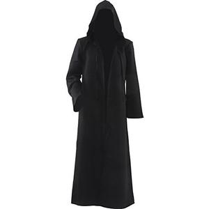 Men's Cosplay Cloak Robe Costume Halloween Tunic Hooded Uniform, M, Black