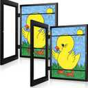 [2-Pack] Kids Frames, 5x11 Front Opening Kids Artwork Frames Changeable, Black Artwork Display Storage Frame for Wall, Holds 50 Pcs, for 3D Picture, Crafts, Children Drawing, Hanging Art, Portfolio
