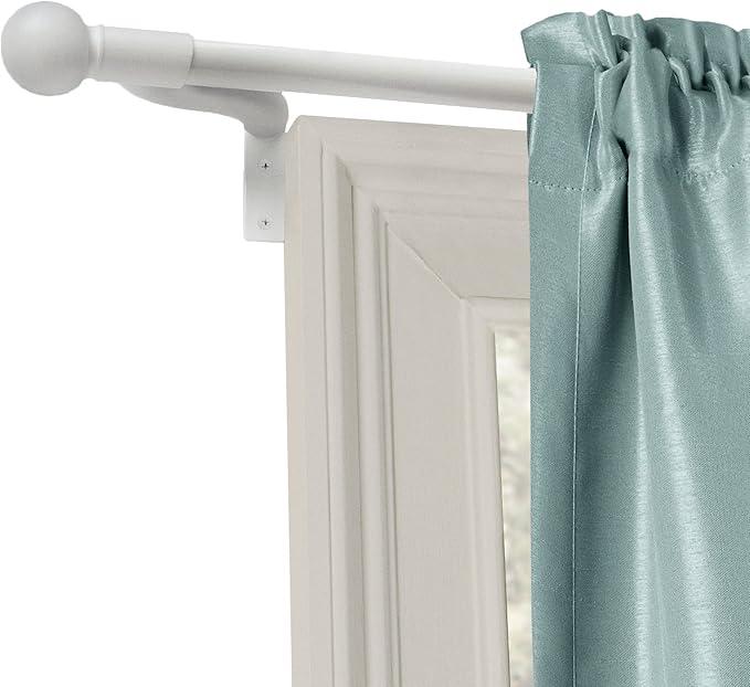 Smart Rods Easy Install Cafe Curtain Rod, Ball Finial 48-120in White