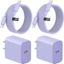 10 Ft iPhone 16 15 Charger Fast Charging USB C Charger Block Type C Chagrer Fast Charging 2-Pack for iPhone 16/16 Plus/16 Pro/16 Pro Max/iPhone 15/15 Pro Max/Samsung(Purple)