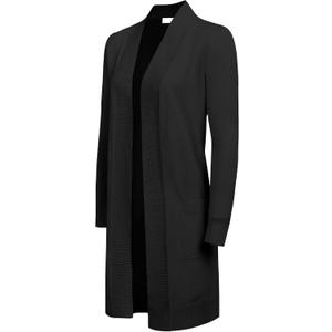 G-Style USA Women's Casual Lightweight Open Front Knit Cardigan Sweater with Pockets (Black, S)