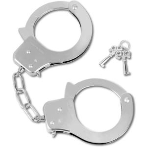 Toy Metal Handcuffs with Keys, Costume Prop Accessory Party Favors Fake Pretend Play Props Party Supplies (Silver)