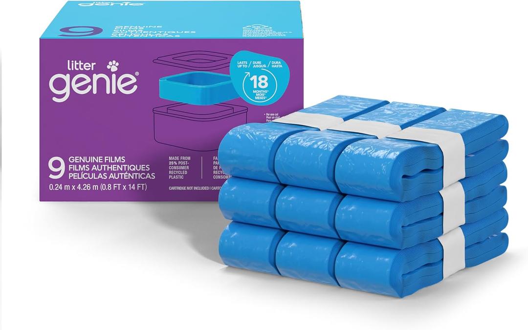 Litter Genie Refill Bags | Pack Of 9 Original Individual Films | Compatible With Litter Genie Standard And Jumbo Refills | Cat Litter Bags With Odor Control