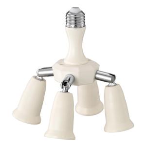 4 in 1 Light Socket Splitter Adapter, E26 E27 Standard Base LED Bulbs Converter, 360 Degrees Adjustable 180 Degree Bending, 4 Way Light Bulbs Socket Holder