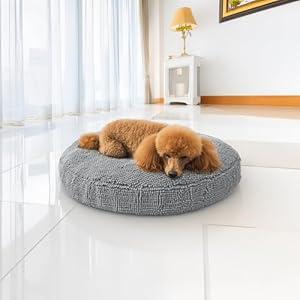 Muddy Mat Cloud K-9 Bed for Dogs & Cats, Soft & Relaxing Round Dog Bed, Chenille Material, Removable Cover, Washable & Dryer Safe–Grey Medium(35'x35')