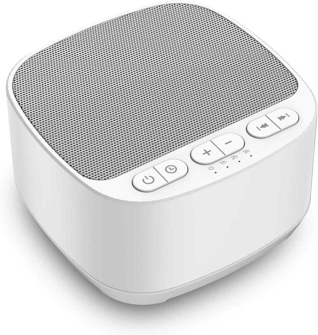 Magicteam Sleep Sound White Noise Machine with 40 Natural Soothing Sounds and Memory Function 32 Levels of Volume Powered by AC or USB and Sleep Timer Sound Therapy for Baby Kids Adults (B-White)