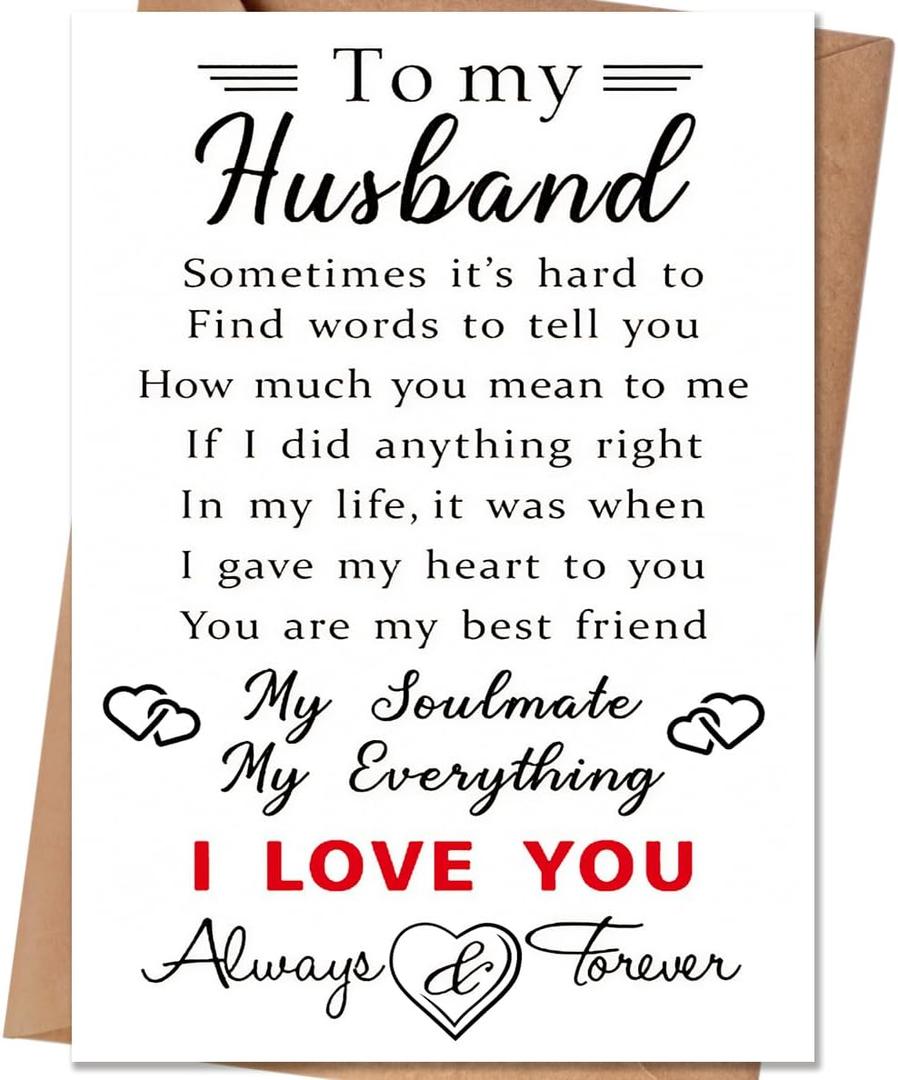 9 x Valentines Day Card for Husband, Happy Valentine's Card Gifts for Husband from Wife, Husband Valentines Gift (QQ-161)