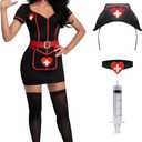 Spooktacular Creations Halloween Nurse Costume Woman, Black Nurse Costume Cardiac Arrest Dress for Halloween Costumes Cosplay (X-Large)