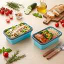 4 Pack 40oz Collapsible Food Storage Containers Marinating Container with Lid Foldable Silicone Kitchen Bowls Microwave Freezer Dishwasher Safe, Blue