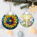 Stained Glass Ornament, Christmas Ornaments, Christmas Decorations for Tree, Holiday Ornament, Gifts for Her, Holiday Party Gifts, Gift Ideas & Xmas Gift - Rainbow Mandala
