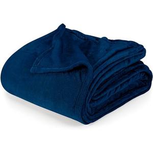 Utopia Bedding Navy Fleece Blanket Queen Size Lightweight Fuzzy Soft Anti-Static Microfiber Bed Blanket (90x90 Inch)