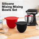 2PC Silicone Bowl Liners for 5 Qt KitchenAid Mixers - Thickened and can be stood upright, non-foldable-Non-Slip With Lids, Heat-Resistant Insert, Easy to Clean, Protects Mixing Bowl (Red+Black)