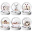 Fourluoo 96 Pcs Easter Paper Plates 7 Inch Bunny Eggs Disposable Dessert Dinner Plates for Easter Party Birthday Spring Rabbit Party Decoration Supplies