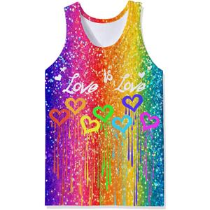 Mens Tank Tops Funny Graphic Summer Sleeveless Tank Top (XX-Large, Pink Rainbow)