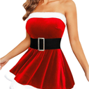 Avidlove Christmas Dress Santa Clause Outfit Mini Dress Casual Swing Dress with Santa Belt M