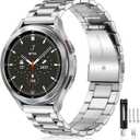 Lerobo Stainless Steel Band Compatible with Samsung Galaxy Watch 8 7 6 5 4 FE 40mm 44mm 45mm/Galaxy Watch 8 Classic 6 4 Classic 43mm 47mm 42mm 46mm, 20mm Metal Replacement Band for Men Women (Silver)