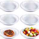 6 Pcs Spill Proof Scoop Plates with Suction Base, 9.2'' High-Low Adaptive Bowls, Non Skid Self Feed Dinnerware for Elderly Disabled Handicapped from Parkinsons, Dementia, Stroke, Tremor (White)