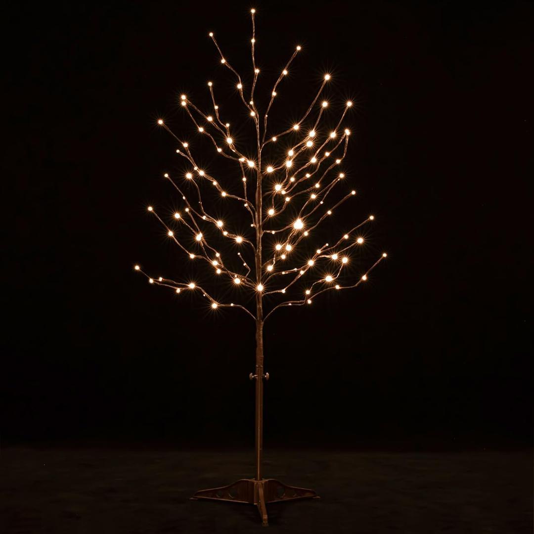 TYBEEU 4ft Star Light Tree with 128 Warm White LEDs, Dimmable, Ideal for Indoor & Outdoor Holiday Decor, Home, Garden, Wedding & Party