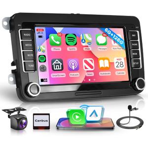 8Core 6G+128G Car Radio Stereo for VW Passat Jetta Tiguan Golf MK5 MK6 T5 EOS Polo, Android Rimoody 7'' Wireless Carplay Android Auto Mirror Link GPS 4G-WiFi BT 5.0 FM/AM/RDS DSP Camera