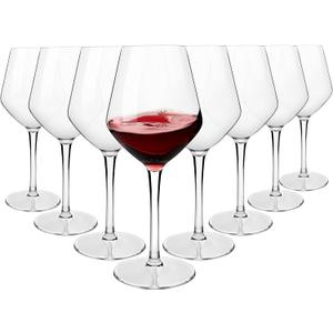MICHLEY Unbreakable Stemmed Wine Glass 100% Tritan Plastic Dishwasher available Glassware 15 oz, Set of 8 (Red Bordeaux)