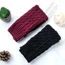 Loritta Womens Leg Warmers Winter Warm Knit Long Boot Socks Slouch Knee High 80s for Party (B6-2 Pairs(black+wine Red))