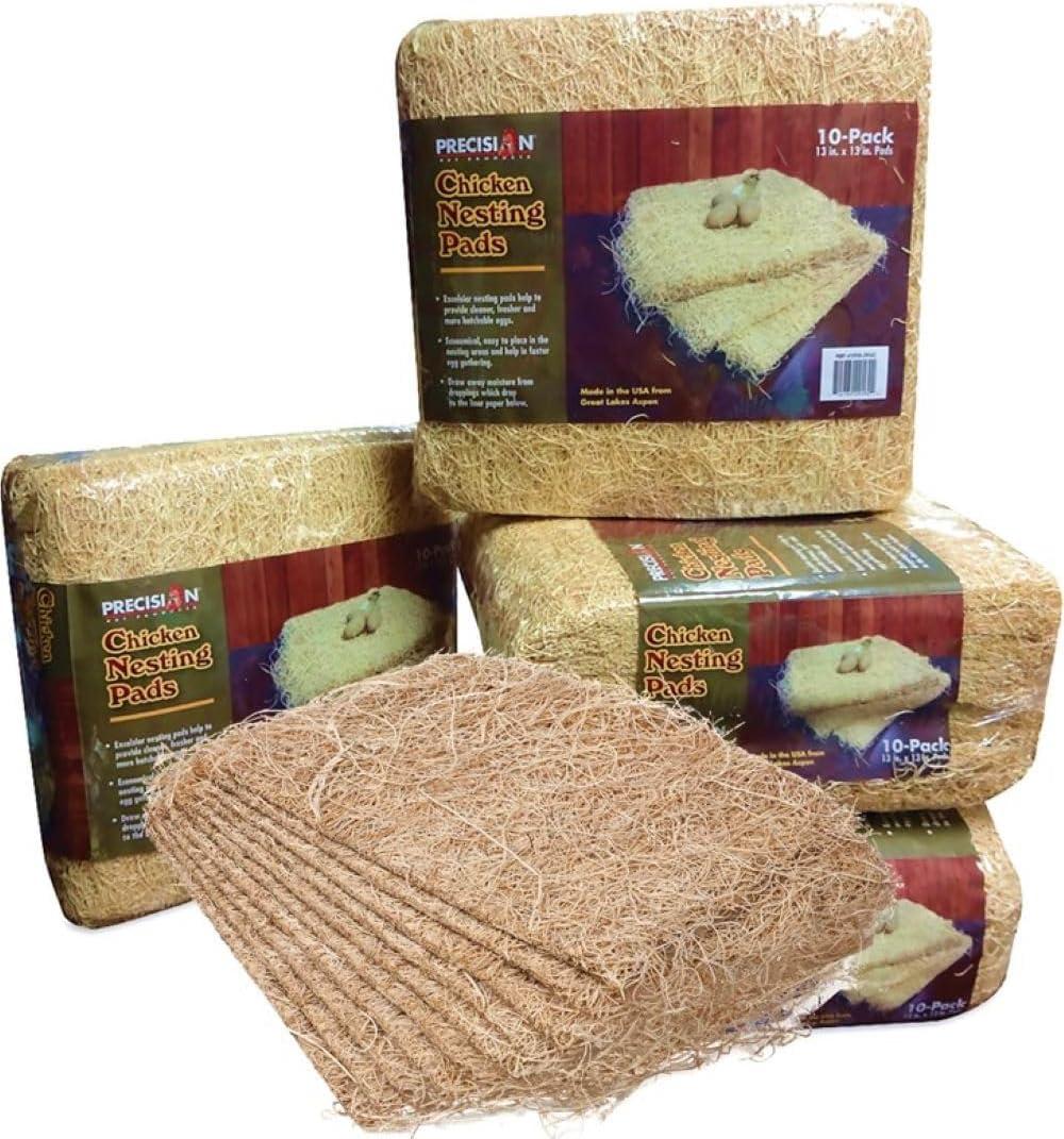PRECISION PET Chicken Nesting Pads by Petmate 13 x 13 Premium Chicken Bedding Fit Most Nesting Boxes 10 Pack,Beige, Made in USA