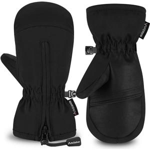 Andake Kids Mittens Toddler Mittens Kids Winter Gloves Warterproof Breathable Windproof Skiing Snowboarding for Boys Girls (XXXS (2-4 years), Black)