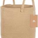 ShellKingdom Laundry Basket, Large Natural Rope Woven Storage Basket with Handles for Home, Living Room, Laundry, Storage Organizer for Blankets, Clothes, Plant, Toys, 15.7 x 13.8 INCH (Jute)