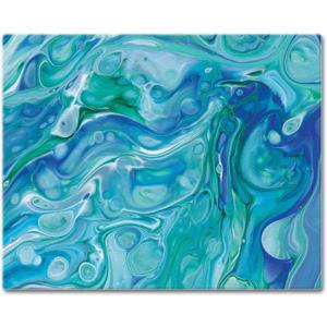 CounterArt Ocean Vibe Blue Swirls 3mm Tempered Glass Cutting Board Manufactured in the USA Serving Board Charcuterie Board 12" x 15"