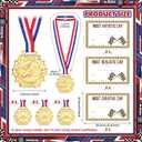 Cunno 15 Pcs Derby Medals with Award Certificate Race Car Trophy Gold Metal Award Medal with Neck Ribbon Prizes Winner Champion Trophies Prize Event Tournament Gifts