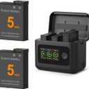 2100mAh Battery and Charger for DJI Osmo 360 / Action 5 Pro/Action 6, Color LCD Intelligent Two Way Charger Hub Triple Slot 27W PD Fast Charging Case for Osmo 360 Action 5 Pro 6 4 3 Accessory