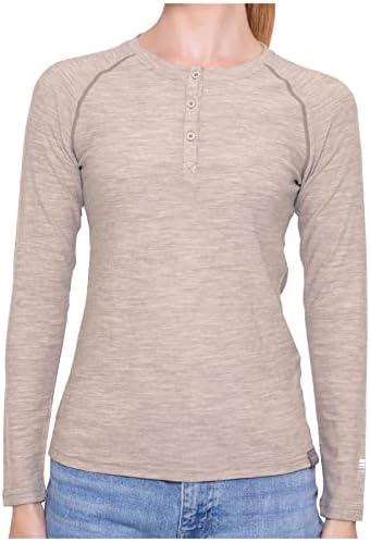 MERIWOOL Women's Base Layer Long Sleeve Henley - Lightweight Merino Wool Thermal Shirt, S