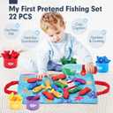 hahaland Montessori Toys for 1 Year Old Boy Girl Birthday Gift - 10 in 1 Cloth Fishing Game Toddler Toys with Stacking Cups - Number Counting, Color Sorting Learning