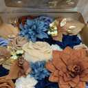 Ling's moment Fake Flowers Box, Faux Artificial Greenery Stems Foam Roses Gardenia Silk Dahlia Fabic Flower for Centerpieces Bouquet Wedding Vase Decorations, Burnt Orange & Navy, Grand Combo