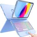 FUWANG Touch Keyboard Case for iPad (A16) 11th Generation 11 inch 2025&10th Gen 10.9 inch 2022, 360 Rotate for iPad 10th Generation Case with Keyboard, Backlit Keyboard Case with Pencil Holder, Blue