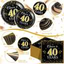 Pickmesh 250 Pcs 40th Birthday Party Supplies Decorations Serve 50 Black Gold Cheers to 40 Years Disposable Paper Plates Napkins and Cups for Women Men 50th Birthday Wedding Anniversary Party Supplies, approx. 9 inches