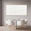 WINKAILIN Minimalist White and Gold Line Artwork with Frame Hand Painted Abstract Canvas Wave Wall Art for Bedroom Living Room Office 24"x48"