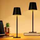 Cordless Table Lamps - Touch Battery Operated Lights with 4000mAh, Wireless Bottle Lamp for Home Office, Bedroom, Stepless Dimming 3 Colors, Set of 2 (Black)