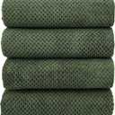 YTYC Towels,29x59 Inches Extra Large Bath Towels for Bathroom Super Soft Quick Dry Light Weight Waffle Microfiber Shower Towels 80% Polyester 20% Nylon (Olive Green,4 Piece)