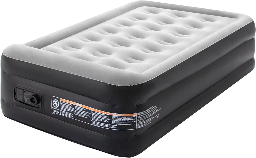 DIMAR GARDEN Twin Size Air Mattress with Built in Pump, 18.5 Inflatable Flocked AirBed for Home, Blow Up Mattress