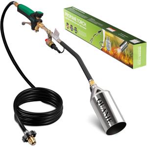 Propane Torch Burner Weed Torch High Output 1,800,000 BTU with 10FT Hose,Heavy Duty Blow Torch with Flame Control and Turbo Trigger Push Button Igniter,Flamethrower for Garden Wood Ice Snow Road(Green