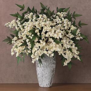 Juxdp 4 Pcs 36" Artificial Nandina Berry Stem, Fake Plant Branches(Beige) | Extra-Long Size, Realistic Faux Berry Spray, Lifelike Floral Picks, for Vase/DIY Bouquet/Shower/Mantel/Farmhouse/Home Decor