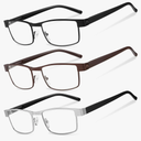 BLS Businessman Rectangular Reading Glasses - Professional Durable Readers - Blue-Light Blocking Lenses 1.0