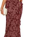 ZESICA Women's Summer Floral Sleeveless Bodycon Dress 2026 Square Neck Ruched Wedding Guest Party Maxi Dresses (M)